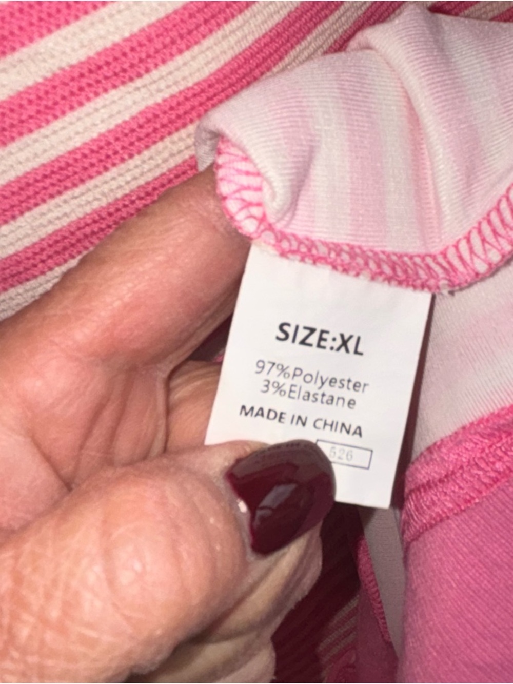 Pink & White Striped Crew Top - XL - Picture 4 of 5